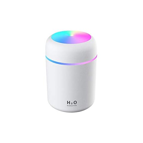 KISUFU Colorful Cool Mini Cute Air humidifier for Bedroom ,USB 300ML Portable Humidifier with 7 LED Colors 2 Mist Spray Mode Ultra Quiet Suit for Home Car Bedroom Office and Travel (White) Cover