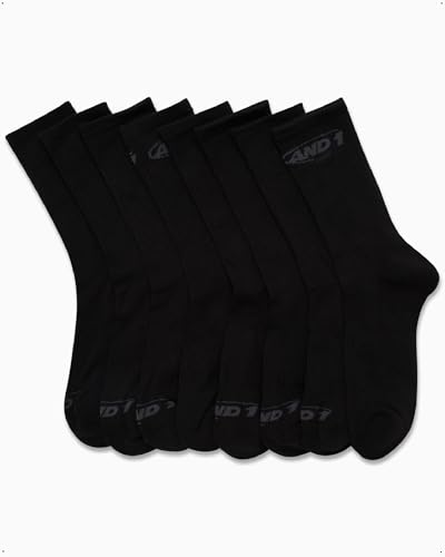 AND1 Boys' Crew Socks - 8 Pack Soft Athletic Mid Calf Cushioned Sports Socks (S-L)4