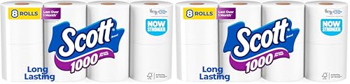 Scott Toilet Paper, 1-Ply, 8 Rolls | Septic-Safe | Pack of 2