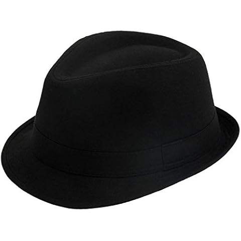 Classic plain black trilby hat (57cm) Cover