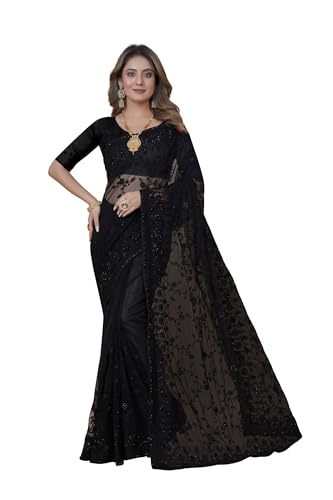 Sari de mariage traditionnel broderie sur pierre et filet haut de gamme avec chemisier