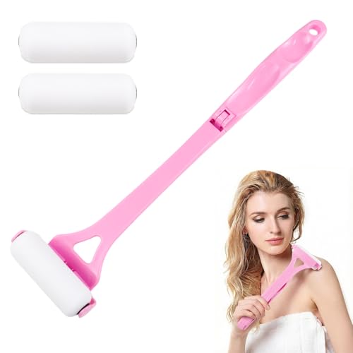 Yoreva Ayuda Para Crema De Espalda 46,5 Cm, Aplicador Plegable Con Mango Largo y Rodillo Curvado Con Mango Largo y 2 Cabezales Repuesto, Para Autobronceador, Protector Solar y Sueros Para La Espalda