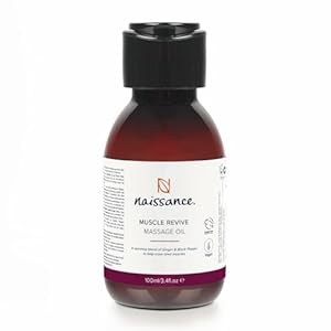 Naissance Muscle Revive Warming Massage Oil – 100ml – Grapeseed Oil Base with Ginger & Black Pepper Massage Therapy for Joints and Muscles