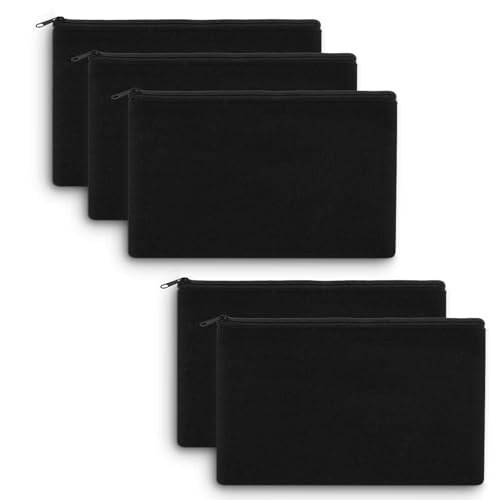 Aibeli 5 Piezas Bolsa Tela Pequeña Cremallera, Neceser Pequeño, Estuche Tela para Lapices, Se Puede Utilizar para Graffiti, Impresión y Teñido (21X13cm)