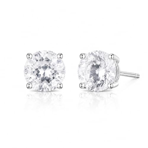 925 Sterling Silver White CZ Stud Earrings for Women Birthstone Jewelry - image 1