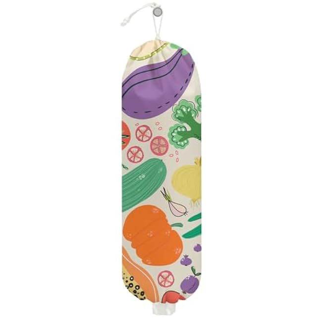 Wildflowers Butterfly Plastic Bag Holder, Wall Mount Grocery Bag Holder, Plastic Storage bag, Pull Rope Free Adjustment, Plastic Bag Holders for Grocery Bags, Plastic Bag Dispenser for Kitchen