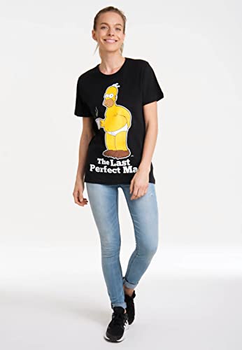 Logoshirt® Los Simpson I Homer Simpson I Last Man I Camiseta Print I Mujer y Hombre I Cuello Redondo I Manga Corta I Negro I Diseño Original con Licencia I Talla M