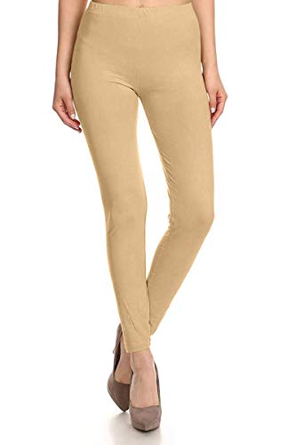 Image of Leggings Depot Women's High Waist Leggings Soft 1 inch Waistband Solid Pants - Regular, Plus, 1X3X, 3X5X