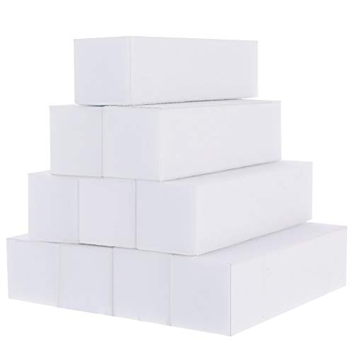 Metagio 10 Pcs Professional Salon Nail Buffer Sanding Block - White Finger Manicure Pedicure Tools for Home and Salon Use (95*25*25MM)
