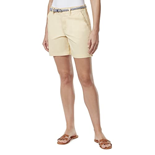 Gloria Vanderbilt Womens Midrise Belted Trouser Shorts, Almond Cream, 18