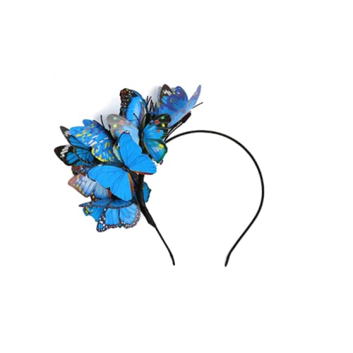 Vlinder haarband, vlinderhoofdtooi, vlinder-fascinator hoofdbanden, vlinder haaraccessoires, voor vlinder-cosplay, hoofdband voor bruid, vlinder, blauw, 4