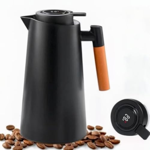 Garrafa Térmica Termometro Digital 1L Café Chá Nórdica Com Cabo M...