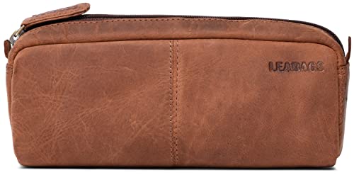 LEABAGS Leder Federmäppchen I Große Echtleder Federmappe I...
