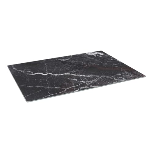 Harbour Housewares Rectangle Glass Chopping Board - 40cm x 30cm - Black Marble - 1x Tempered Heat-Resistant Home Kitchen Worktop Saver Hob Cooker Stove Top Surface Protector Cover Cutting Boards