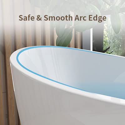 Image of 62 inch Lucite Acrylic Freestanding Bathtub, Double Slipper Shape Contemporary Soaking Tub with Toe-tap Chrome Drain, Slotted Overflow, cUPC Certified, Glossy White