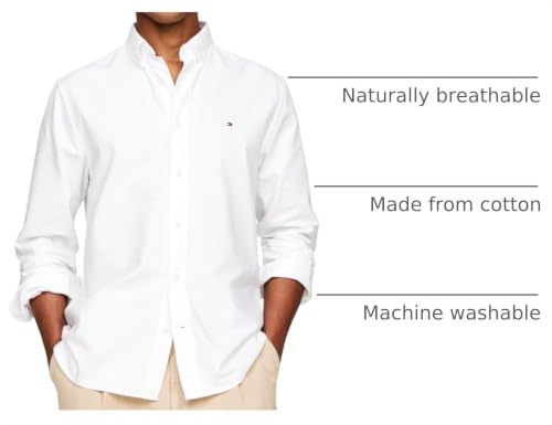 Image of Tommy Hilfiger Men's Long Sleeve Oxford Shirts in Regular Fit, Men's Button Down Shirts, Also Available in Big and Tall