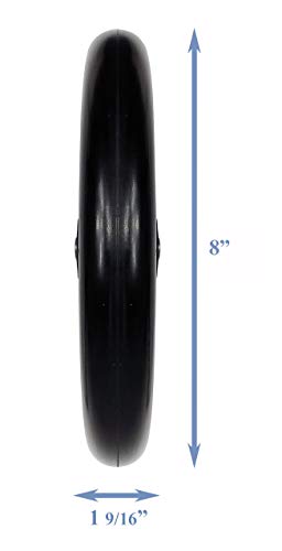 Tuffcare Caster Wheel, Hard Rubber Tire, 8" X 1"- 1 9/16" Hub Width; Fits Most Sunrise, Medline, Drive, Invacare, E&J, Guardian, Alco & Other Manual Wheelchairs (Black, 5/16" Axle, Narrow Hub)One Pair #TOP1