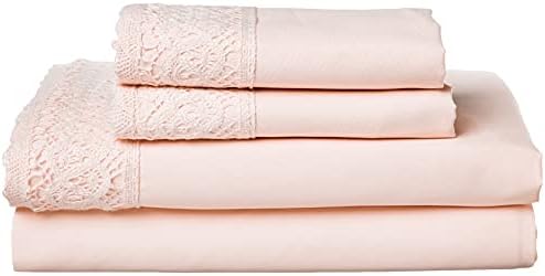 Modern Threads Soft Microfiber Crochet Lace Sheets - Luxurious Microfiber Bed Sheets - Includes Flat Sheet, Fitted Sheet with Deep Pockets, & Pillowcases Blush King