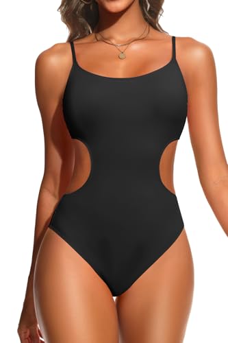 Tempt Me Women's Cutout One Piece Swimsuits High Cut Monokini Scoop Neck Bathing Suit