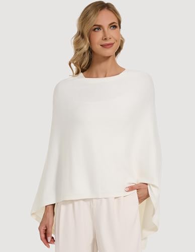 FUGREEN Women's Button Ponchos Versatile Poncho Sweater Kintted Lightweight Travel Shawls Soft Scarf for Spring Fall Winter3