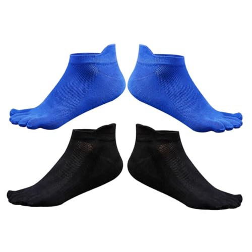 Healvian 2 pares Calcetines Tobilleros Transpirables con Dedos Separados para Hombre Diseño Cómodo y Resistente Algodón Costuras para Diario y Deporte