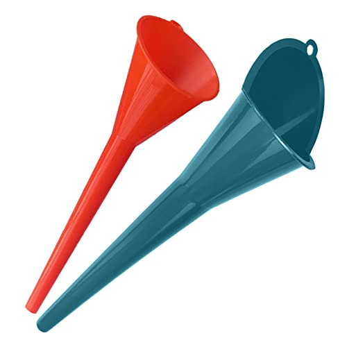 Annurssy Multi-Function Plastic Long Neck Funnel - For All Automotive Oils, Lubricants, Engine Oils, Water, Diesel Fuel, Kerosene and Other Liquids (1 Blue + 1 Red)