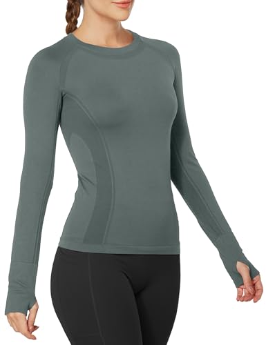 Image of MathCat Workout Shirts for Women Long Sleeve, Workout Tops for Women, Quick Dry Gym Athletic Tops，Seamless Yoga Shirts XS-XL