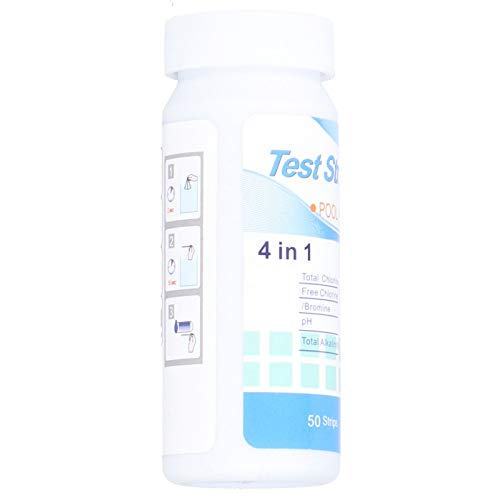 ✓ ✓ ✓50 Cuenta 4in1 Piscina de Piscina Strips de Prueba de Agua de Spa, Pruebas Rápidas y Fáciles de Cloro, Bromo, PH y Alcalinidad ✓ Prueba de Química de Agua con Precisión
