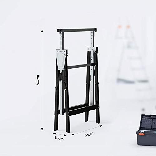 Set de 2 caballetes de Trabajo telescópicos Plegables de 300 kg, Ideales como arrastrador de pontones, Banco de Trabajo y Soporte de Corte de Vigas.