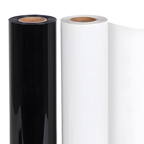 Lya Vinyl 2 rouleaux de Vinyle Thermocollant Blanc & Noir 30,5 cm × 915 cm | Film de découpe pour impression sur textile avec Cricut et Cameo | Film de...