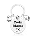 Twins Mama Gifts Twin Mom Gifts Keychain Baby Twin Gifts Twin Boy Mom Gifts Pregnancy Gifts for New Mom Twin Girls Mom Gifts Jewelry Baby Shower Announcement Gift Mother's Day Gift for Twin Mom