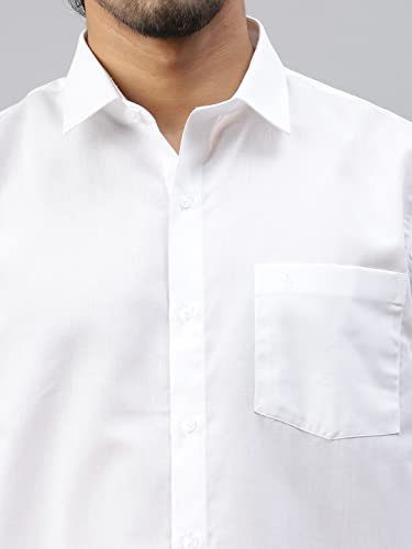 Image of RAMRAJ COTTON Mens White Cotton Rich Solid Full Sleeve Shirt