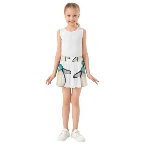 Cute Penguins Teal Winter White Girls Skorts Athletic Shorts Kids Tennis Skirts Floral Pleated Skort 3t3