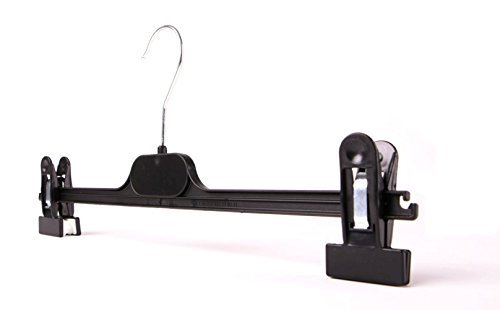 The Hanger Store - Trouser Hangers with Clips Plastic 12 Pack Black