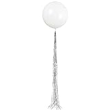 Superior White Latex Balloons with Lustrous Silver Tassels, 24' (12-Pack) - Ultra Durable Balloons & Impressively Elegant for Unforgettable Celebrations