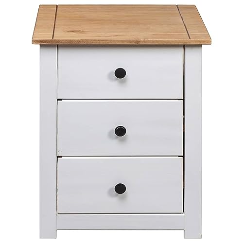 Table De Chevet Blanc en Bois de Pin Massif de Qualité - 7