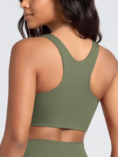 Image of ODODOS Racerback Tank Bra for Women High Neck Non Padded Medium Support Sports Bra Workout Yoga Crop Tops