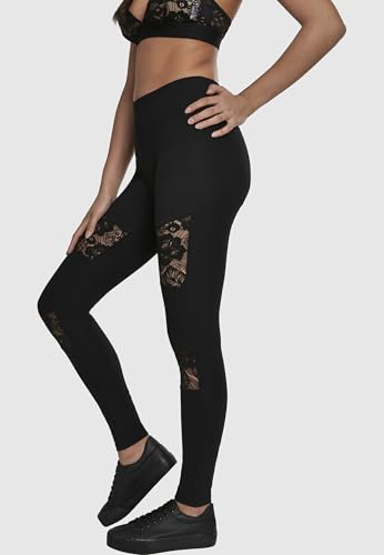Urban Classics Leggings Donna In Pizzo, Leggins Sportivi Con Retina In Pizzo, Ideale Per Fitness E Yoga, Disponibile In 3 Colori E Taglie Da Xs - 5XL - 9
