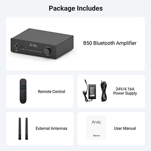 Arylic B50 Verstärker mit Bluetooth, Stereo Amplifier, 2 Kanal 50W*2 Home Audio AMP, mit HDMI, ARC,...