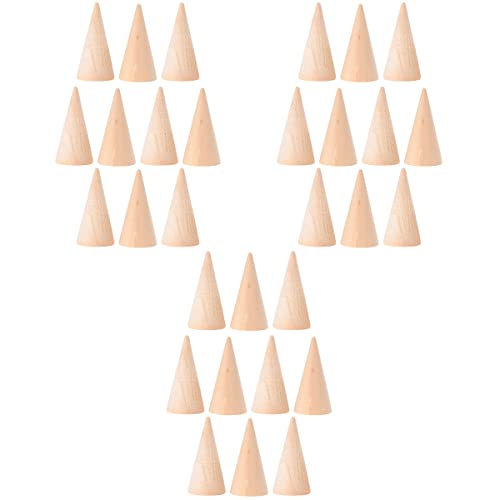 EXCEART - Holzkegel Ringkegel Ringständer DIY Basteln: Höhe 5 cm Basteln Rohlinge 30 Stück Mini Weihnachtsbaum Modellierung Handwerk Schulprojekte Weihnachten Party Dekoration