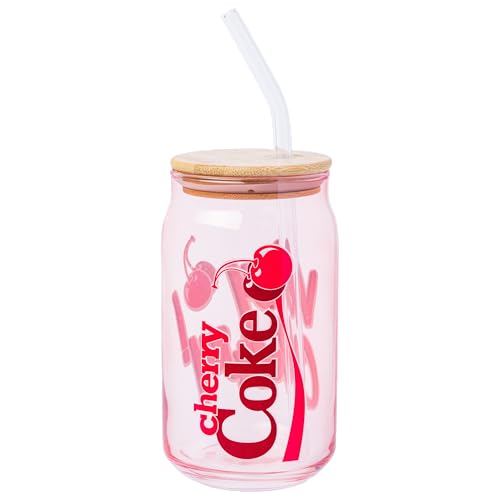 Image of Silver Buffalo Coca-Cola Cherry Coke Beverage Logo, Glass Tumbler, 16oz