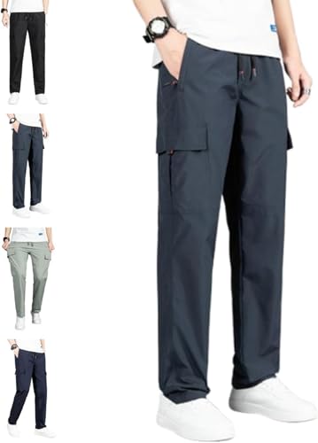 Flexrover Men's Multi-Pocket Stretch Comfort Outdoor Casual Pants, Risacharm Quick Dry Comforflex Fit Durable (Dark Gray,X-Large)