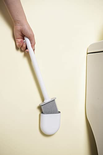 Image of Silicone Toilet Brush, Flexible Brush, Toilet Cleaning Brush, Long Handle, Wall Mount, hygienic Brush