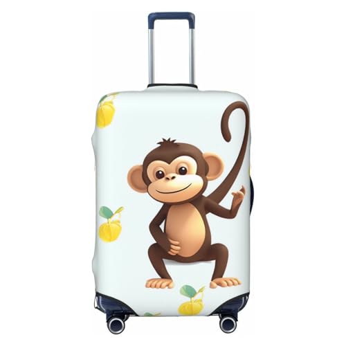 Travel Luggage Cover Monkey and banana Suitcase Protector Elastic Washable Stretch Suitcase Protector Anti-Scratch Travel Suitcase Cover Fit 18-32 Inch Luggage