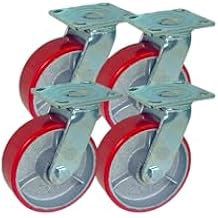 6" x 2" Heavy Duty Metal CASTERS with Poly Tread - Foghorn Construction 4 Swivel Set