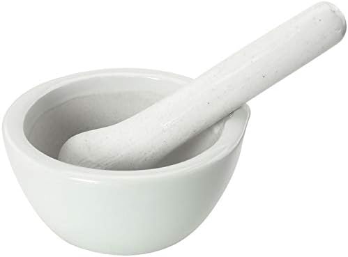 Ruiwaer Mini Porcelain Mortar and Pestle 60ml Mixing Grinding Bowl Crusher Set, White