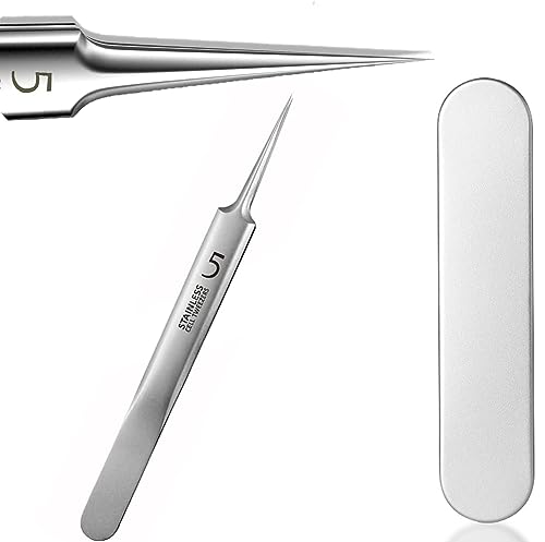 Thgtao Blackhead Remover, Comedone Squeezer, Blackhead Remover, Pore Cleaner, Stainless Steel Tweezers, Milia Knife, Pimple Squeezing Tool, for Removing Blackheads, Pimples etc. (Silver)
