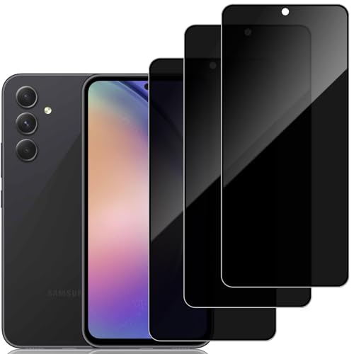 DYNASCO 3 Stück Sichtschutz Schutzfolie für Samsung Galaxy A54, 9H Härte Anti-Spähen Panzer Schutz Glas Displayschutzfol...