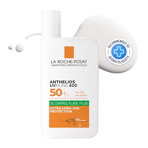 Image of La Roche-Posay Anthelios UVMUNE400 Oil Control SPF50+ Fluid Sunscreen, 50ml | UVMUNE400 to combat ultra-long UVA rays and prevent deep skin damage like aging. use Anthelios for oil control benefits.