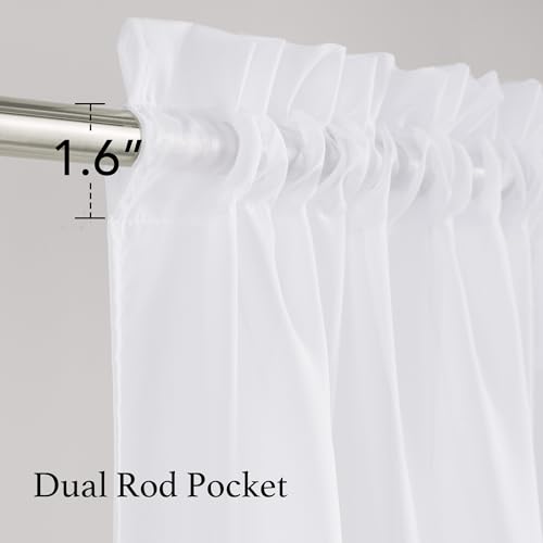 Image of NICETOWN White Sheer 96 inches Long Curtains for Living Room, Rod Pocket Lightweight Drapes Voile Sheer Air & Breathable Window Treatments for Bedroom, W42 x L96, 2 Panels